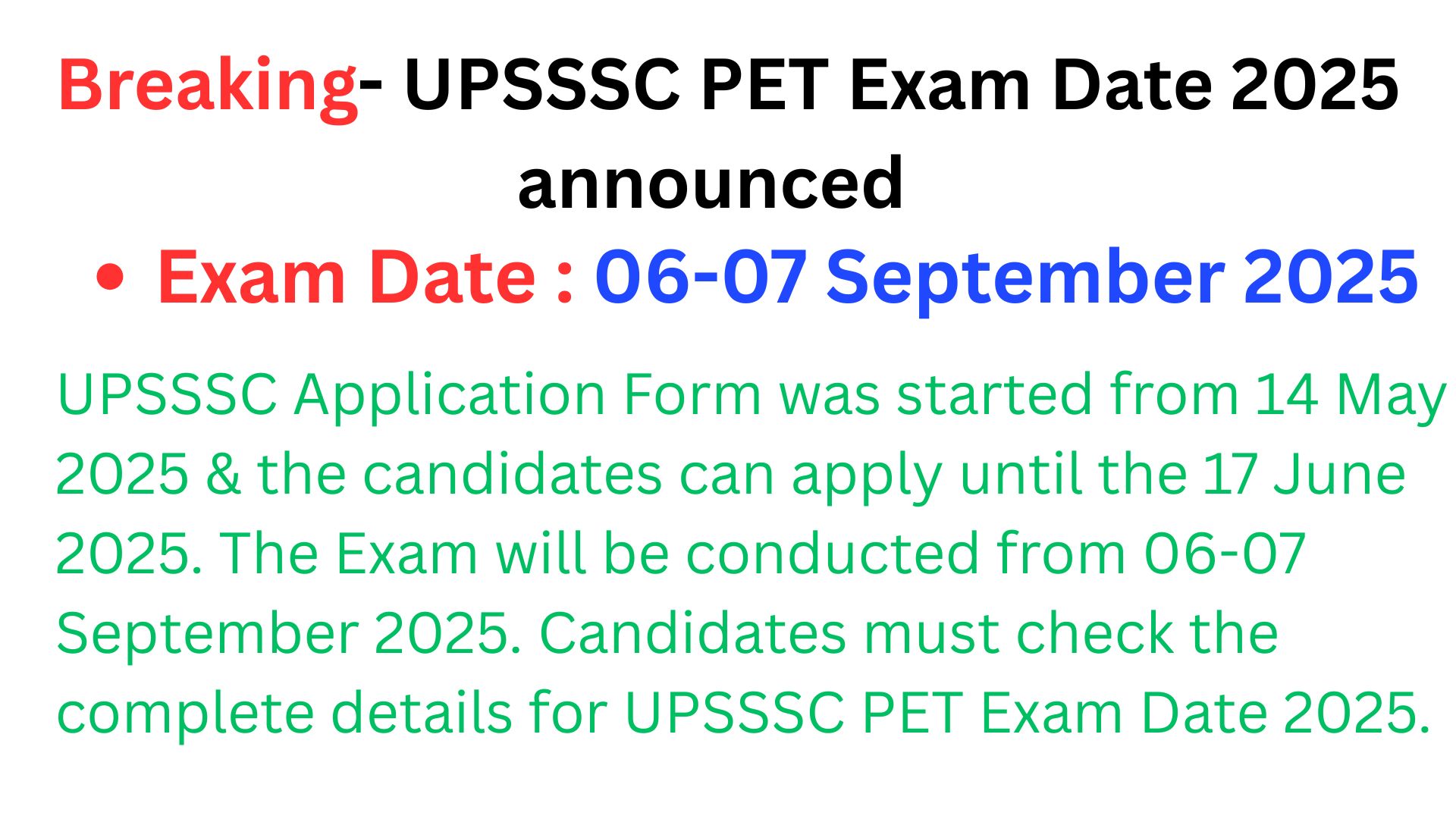 UPSSSC PET Exam Date 2025